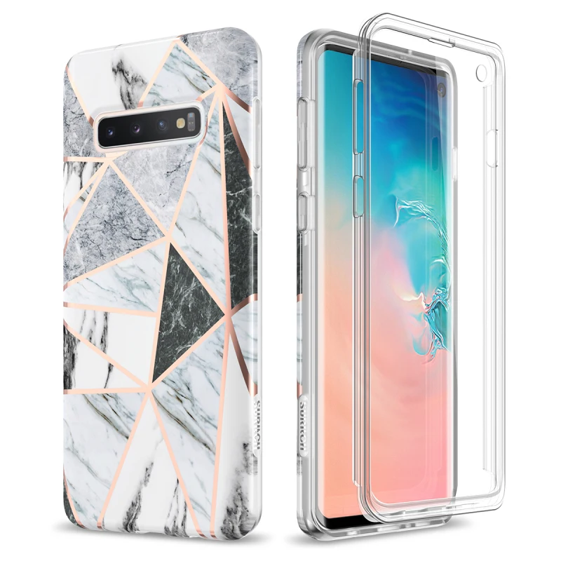 Мраморный чехол для Samsung Galaxy A50 S10e противоударный мягкий бампер со встроенной