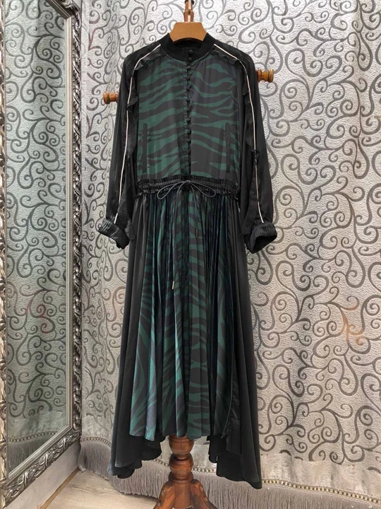 2019 Early autumn new women's round collar irregular matching and splicing waist drawstring tie-up waist long sleeve dress 801
2019 Early autumn new women's round collar irregular matching and splicing waist drawstring tie-up waist long sleeve dress 801