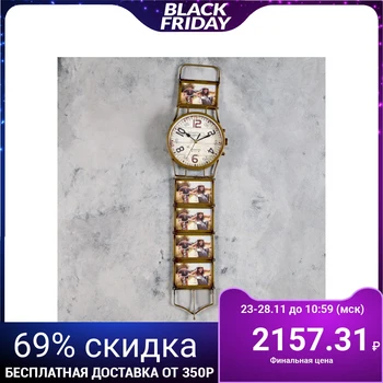 Wall clock, series: Photo, "Wristwatch", d = 15 cm, 5 photo frames, brown, 17x71 cm 2741160
Wall clock, series: Photo, "Wristwatch", d = 15 cm, 5 photo frames, brown, 17x71 cm 2741160