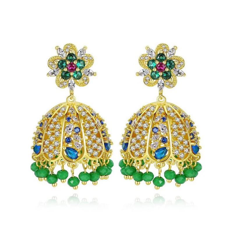 Индийские Jhumka хрустальные серьги-колокольчики женские цыганские Этнические