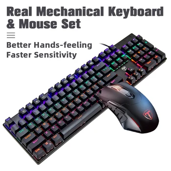 RGB USB Wired Gaming Mouse& Mechanical Gaming Keyboard Set 6 Buttons Programmable Ergonomic Mice 104-Key Backlit Keyboard 
RGB USB Wired Gaming Mouse& Mechanical Gaming Keyboard Set 6 Buttons Programmable Ergonomic Mice 104-Key Backlit Keyboard