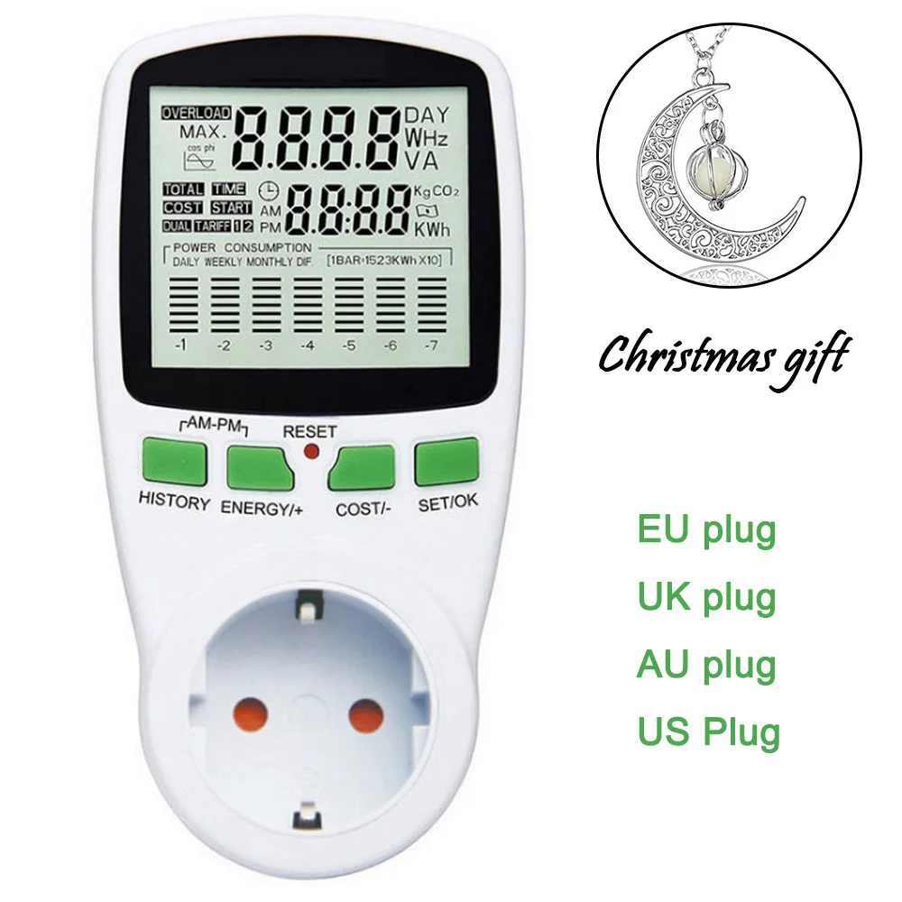 Intelligent AC Power Meter Energy Meter Voltage Wattmeter Socket Backlight Current Frequency Electricity Monitor EU/US/UK Plug
Intelligent AC Power Meter Energy Meter Voltage Wattmeter Socket Backlight Current Frequency Electricity Monitor EU/US/UK Plug