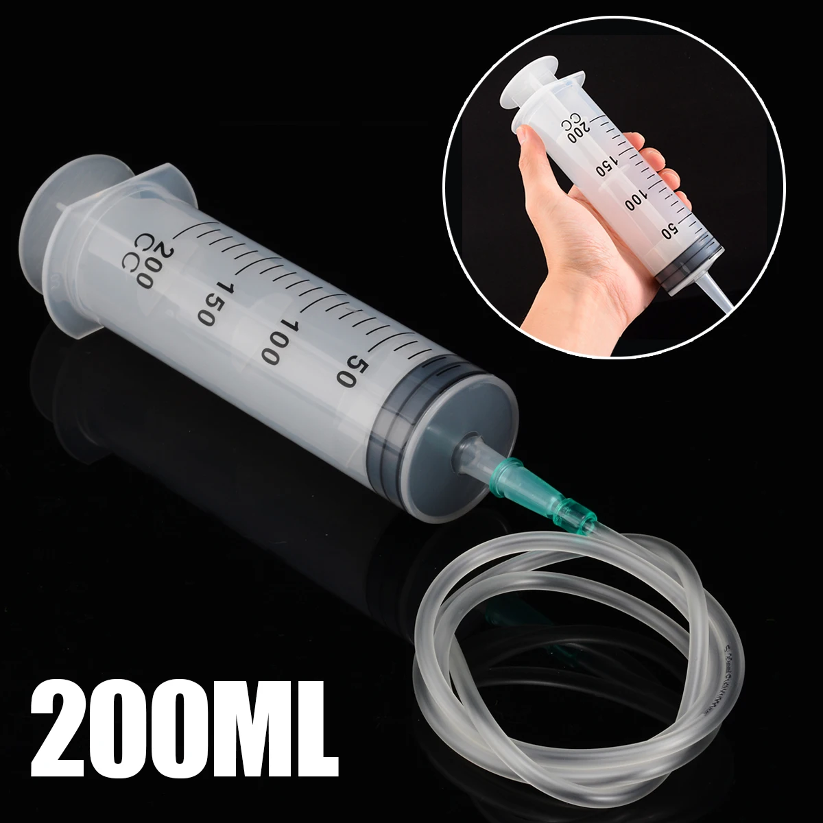 1 set 200ml Plastic Syringe Large Capacity Clear Syringe Inlet Pump Oil Measuring + 1m Silicone Tube
1 set 200ml Plastic Syringe Large Capacity Clear Syringe Inlet Pump Oil Measuring + 1m Silicone Tube