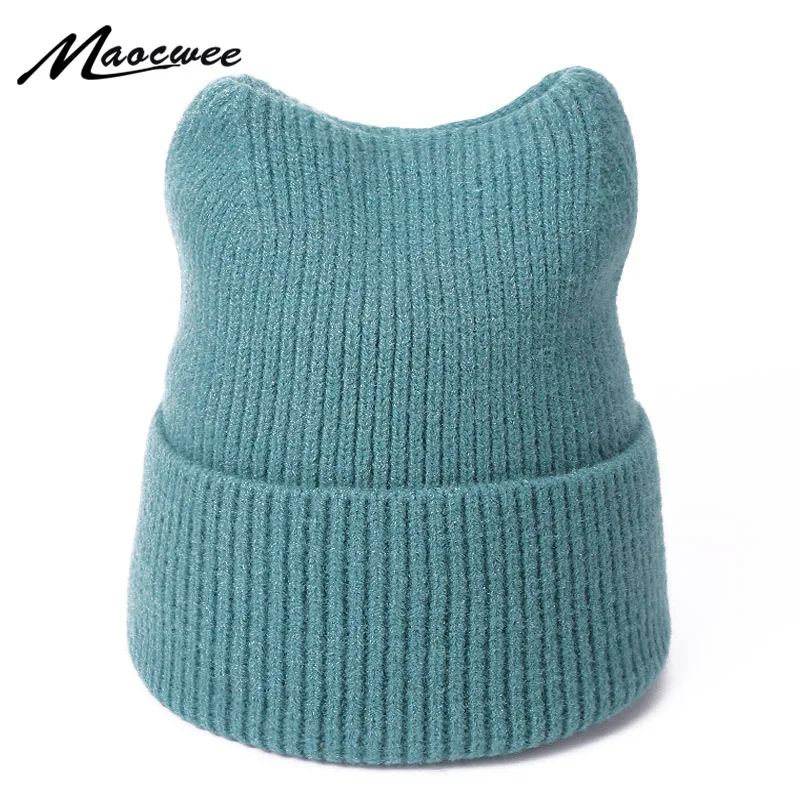 Фото Милый Кот шапки с ушами ветрозащитная теплая одежда из плотной шерсти свитер