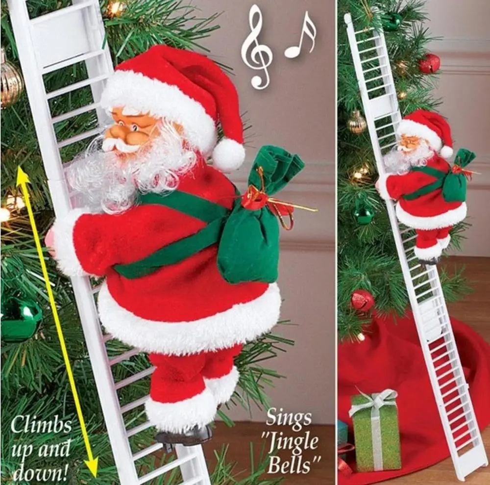 

2022 Santa Claus Climbing Ladder Electric Santa Claus Doll Christmas Tree Hanging Ornament Outdoor Indoor Door Wall Decoration