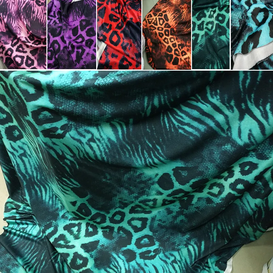 Фото Four side elastic spandex fabric bottom leopard zebra mixed print Latin dance suit performance swimwear | Дом и сад