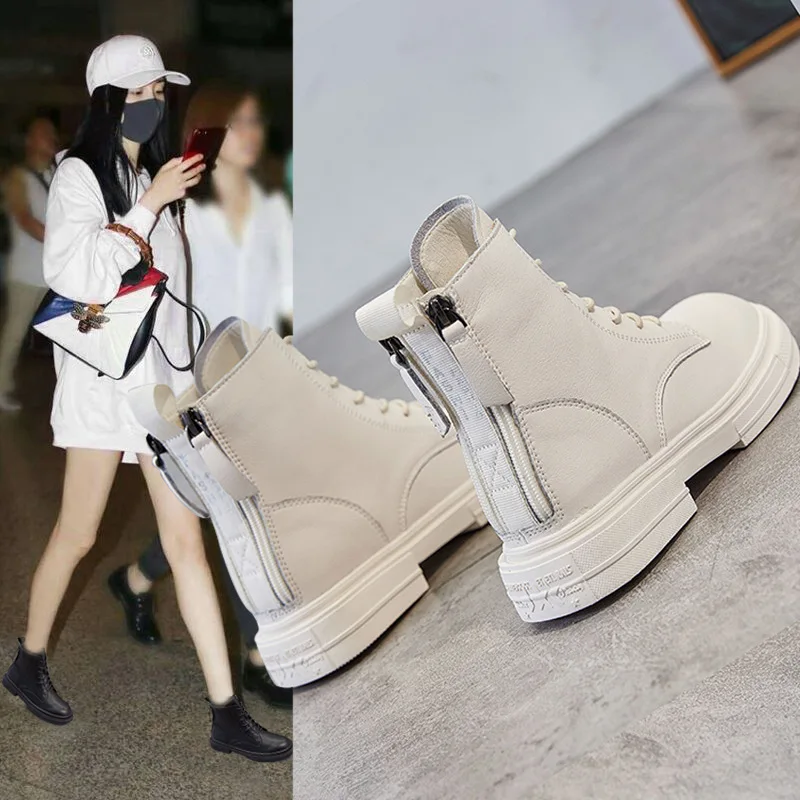 Boots Women's 2019 Autumn And Winter Versatile New Style Genuine Leather round-Toe Chunky Heel after Zipper Casual Short British
Boots Women's 2019 Autumn And Winter Versatile New Style Genuine Leather round-Toe Chunky Heel after Zipper Casual Short British