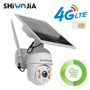 

SHIWOJIA 4G SIM Card Solar Camera 4G WI-FI 1080P 2MP HD Outdoor Security Surveillance Farm Ranch Forest Long Standby Waterproof