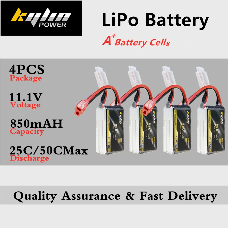 4PCS Lipo Battery 3S 11.1V 850mAh 25C/50C Max For RC Drones Quadcopter Airplane Multicopter Helicopter high rate Lithium Battery
4PCS Lipo Battery 3S 11.1V 850mAh 25C/50C Max For RC Drones Quadcopter Airplane Multicopter Helicopter high rate Lithium Battery