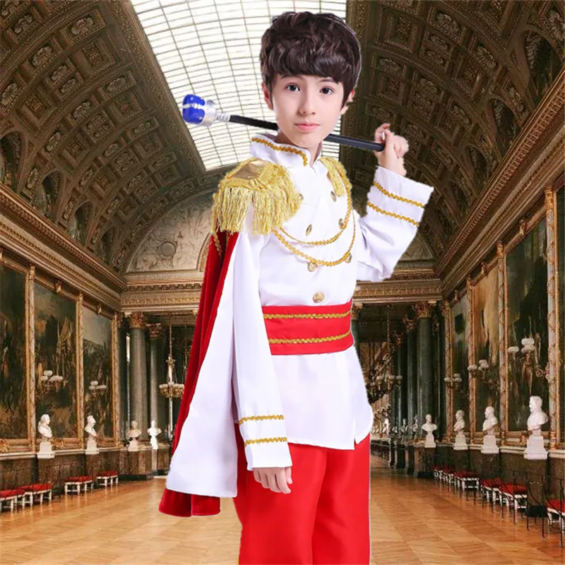 

Prince Halloween Costumes For Kids Boys Girls Anime Cosplay Role Play Clothing Set Performance Party Long Sleeve Crown Cape Wand