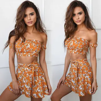 Casual Women 2 Piece Buckle Flroal Crop Top Bodycon Skirt Co Ord Set Party Holiday Mini Dress 
Casual Women 2 Piece Buckle Flroal Crop Top Bodycon Skirt Co Ord Set Party Holiday Mini Dress