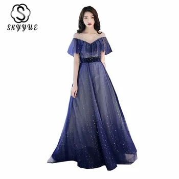Evening Dresses Blue Skyyue ER275 Elegant V-neck Ruffles Robe De Soiree Cap Sleeve Evening Gowns Shining Long Formal Gowns
Evening Dresses Blue Skyyue ER275 Elegant V-neck Ruffles Robe De Soiree Cap Sleeve Evening Gowns Shining Long Formal Gowns