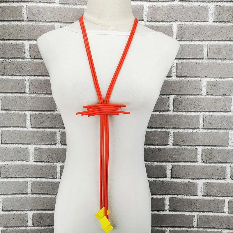 UKEBAY NEW Orange Pendant Necklaces Suqare Wood Necklace Women Long Sweater Chain 4 Color Handmade Rubber Jewelry Gift Wholesale UKEBAY NEW Orange Pendant Necklaces Suqare Wood Necklace Women Long Sweater Chain 4 Color Handmade Rubber Jewelry Gift Wholesale