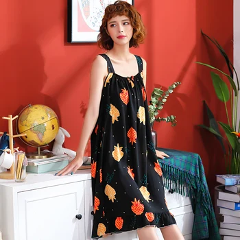Sexy Sleeveless Nightdress Summer New Cotton Women Nightgown Suspender Skirt Sleepwear Nightie Print Intimate Lingerie Casual 
Sexy Sleeveless Nightdress Summer New Cotton Women Nightgown Suspender Skirt Sleepwear Nightie Print Intimate Lingerie Casual