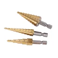 3pcs HSS Titanium Coated Step Drill Bit 4-12 4-20 4-32 Drilling Power Tools Metal High Speed Steel Wood Hole Cutter Cone Drill