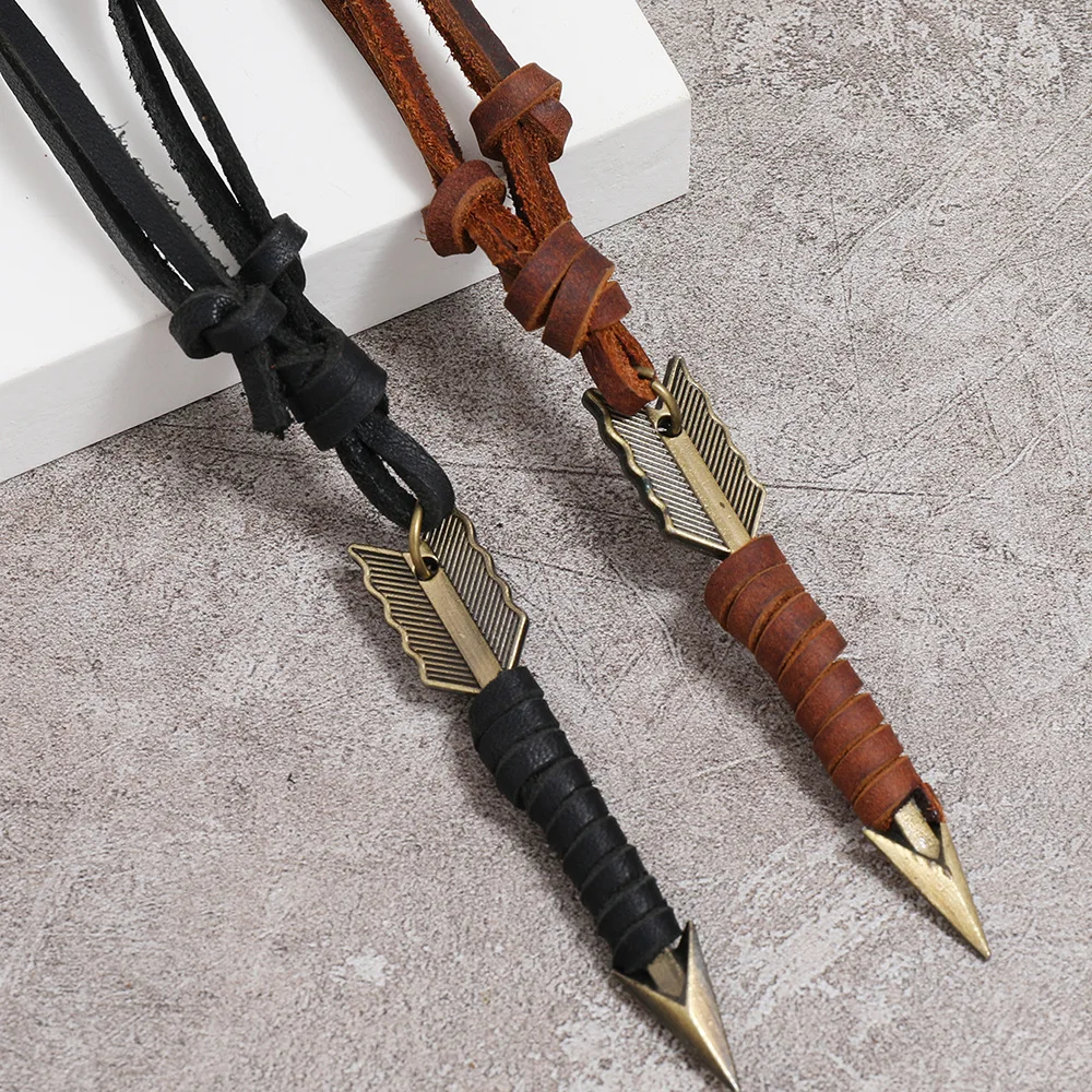 Jessingshow Handmade Vintage Leather Arrow Pendant Necklace Rope Body Choker Chain Necklaces Men&Women Punk Jewlery Accessories
Jessingshow Handmade Vintage Leather Arrow Pendant Necklace Rope Body Choker Chain Necklaces Men&Women Punk Jewlery Accessories