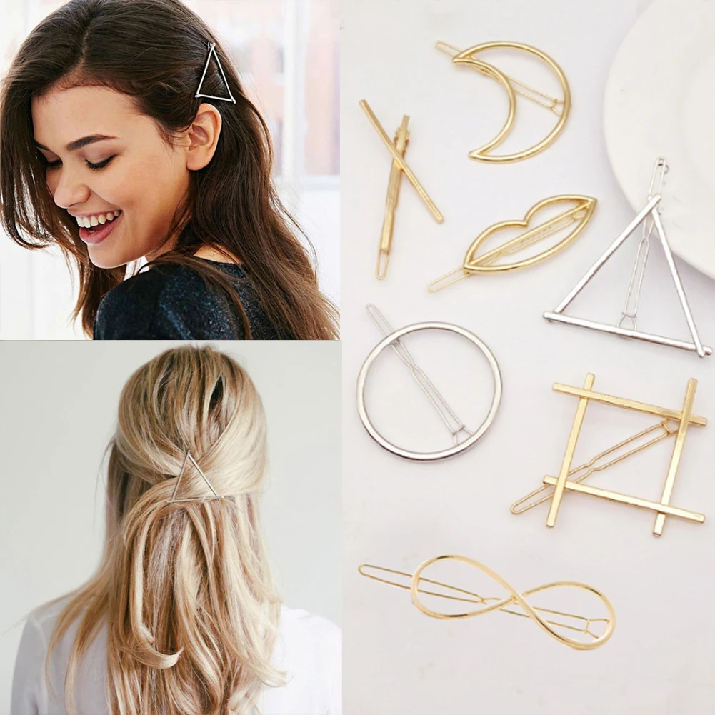 Triangle moon round hairpins Metal Geometric Alloy Sweet Hair Clip for Girls high quality unique Women's Gift Hair Clip
Triangle moon round hairpins Metal Geometric Alloy Sweet Hair Clip for Girls high quality unique Women's Gift Hair Clip