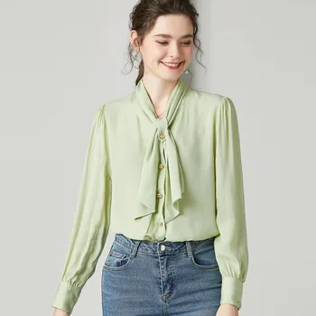 Women's Long-sleeved Shirt 2020 Spring New Single-breasted Stand Collar Lace-up Bow Solid Color Loose Shirts Female S-XL
Women's Long-sleeved Shirt 2020 Spring New Single-breasted Stand Collar Lace-up Bow Solid Color Loose Shirts Female S-XL