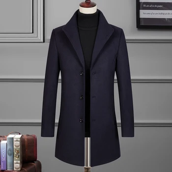 Fashion Pure Color Men's Woolen Coat High Quality Winter Thick Men Windbreaker Black Gray Navy Slim Fit Mens Business Overcoats
Fashion Pure Color Men's Woolen Coat High Quality Winter Thick Men Windbreaker Black Gray Navy Slim Fit Mens Business Overcoats