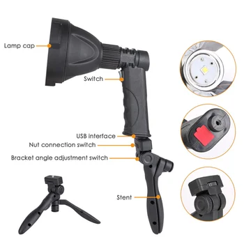 4000 Mah Led Portable Adjustable Spot Light 3 Modes Rechargeable Camping Hunting Spot Lamp 300m Firing Range With Triangle Brack 
4000 Mah Led Portable Adjustable Spot Light 3 Modes Rechargeable Camping Hunting Spot Lamp 300m Firing Range With Triangle Brack