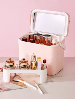 Travel Makeup Tools Cosmetics Organizer With Mirror Portable Cosmetic Storage Box Large Capacity Jewelry Nail Polish Container
Travel Makeup Tools Cosmetics Organizer With Mirror Portable Cosmetic Storage Box Large Capacity Jewelry Nail Polish Container
