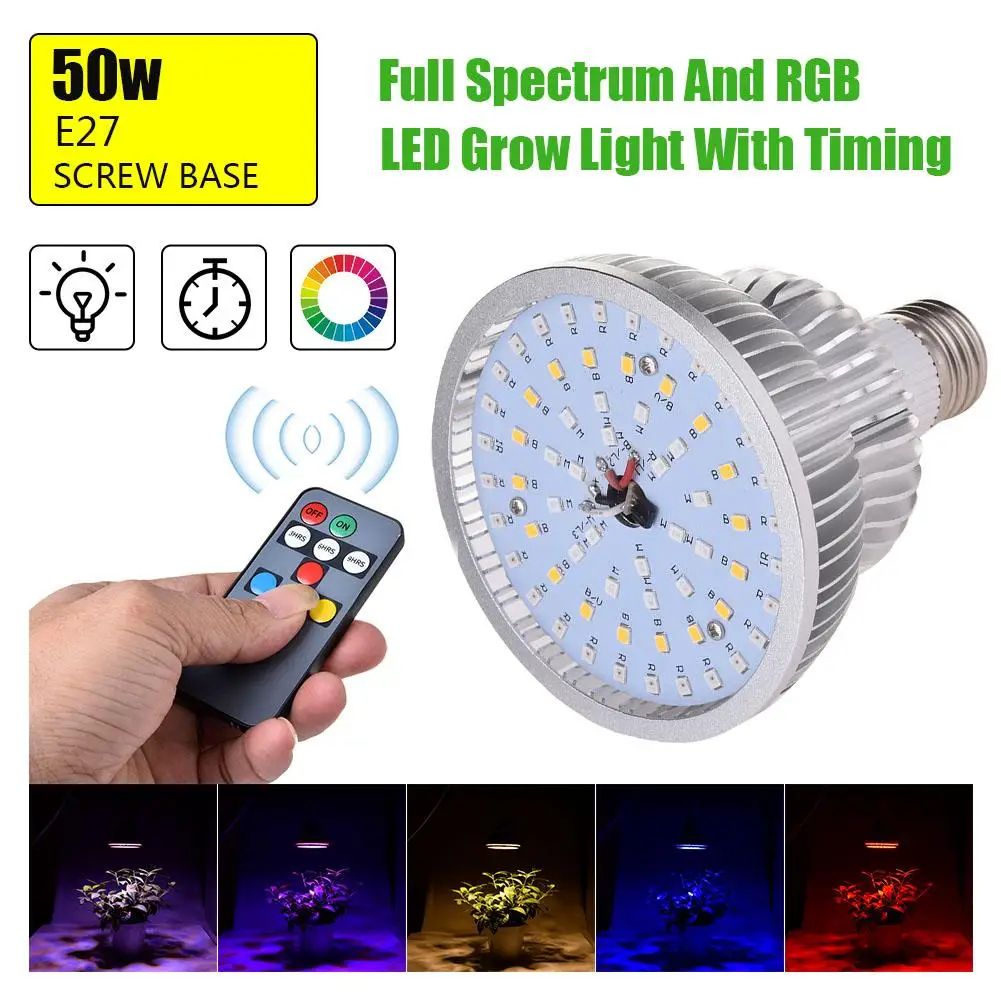 E27 LED Grow Light Bulb Water RGB 50W 2835 LED Light Brief Style Dimmable Remote Control With Timer For Aquarium Fish Tank
E27 LED Grow Light Bulb Water RGB 50W 2835 LED Light Brief Style Dimmable Remote Control With Timer For Aquarium Fish Tank