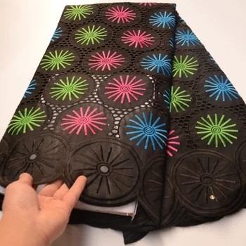8 colors (5yards/pc) high quality African cotton lace Swiss voile lace fabric in black with colorful embroidery for dress CLP424
8 colors (5yards/pc) high quality African cotton lace Swiss voile lace fabric in black with colorful embroidery for dress CLP424