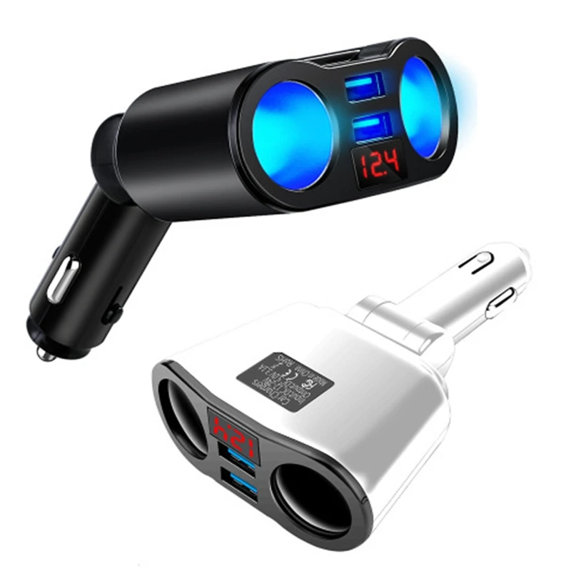 

DC/12V Fast Charging Car Charger Cigarette Lighter Conversion Plug for Car Dual USB LCD Socket Splitter Charger Power Adapter