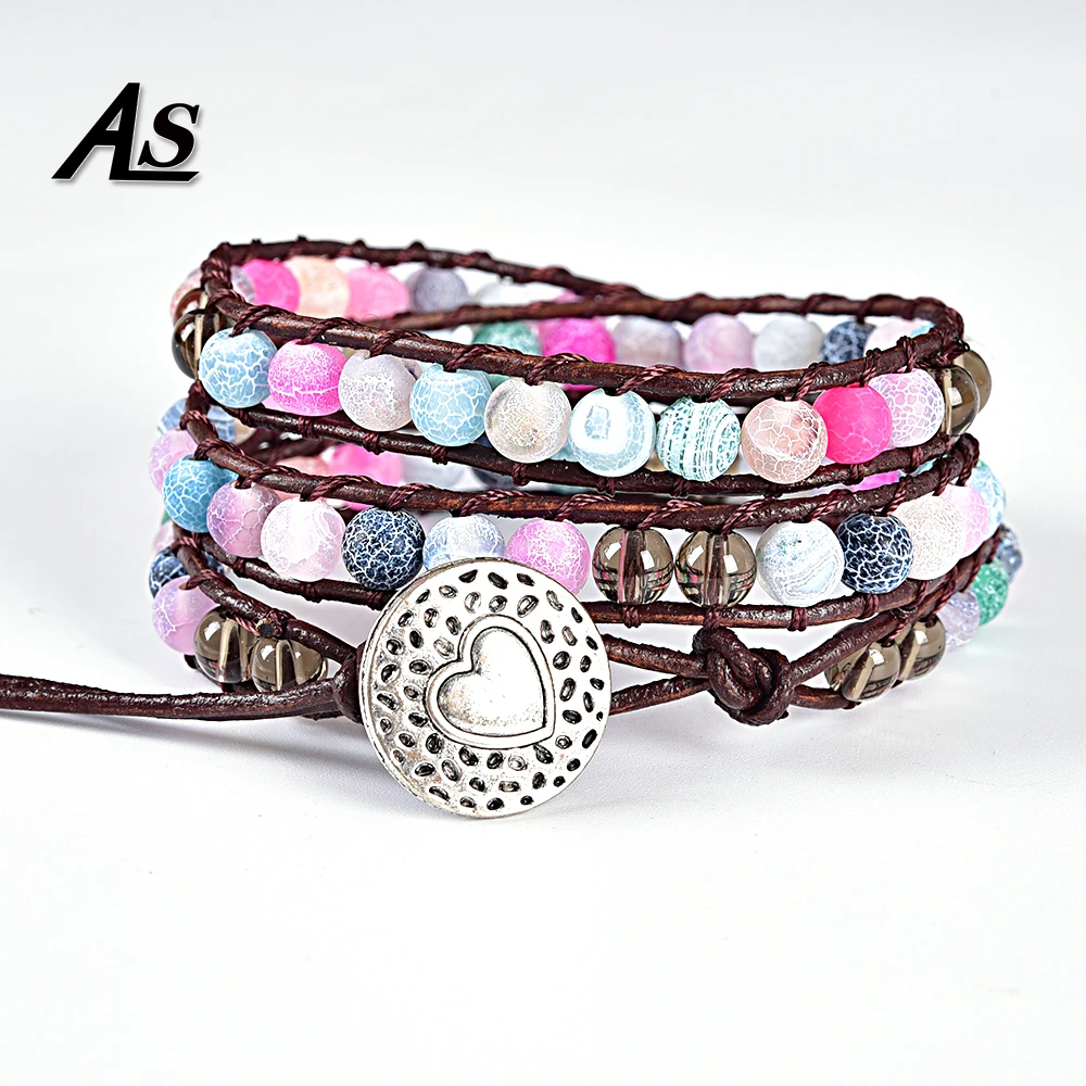 Asingeloo Matte Colour Frost Cracked Natural Stone Charm 3 Strands Wrap Bracelets Hangles Handmade Boho Women Leather Bracelet
Asingeloo Matte Colour Frost Cracked Natural Stone Charm 3 Strands Wrap Bracelets Hangles Handmade Boho Women Leather Bracelet