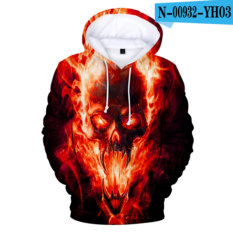 Топы Groothandel Volwassen en Kind Grootte Creatieve Толстовки с капюшоном и волком Schedel Kleding mannen Hoge