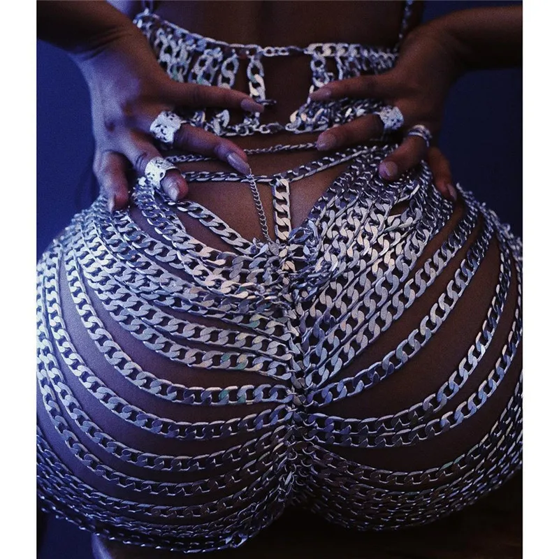 Rave Costume Intimates Full Body Chain Two Piece Set JKP4736 Rave Costume Intimates Full Body Chain Two Piece Set JKP4736
