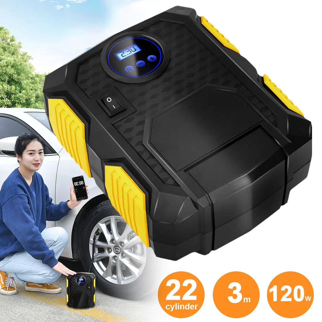 12V Digital Tire Inflatable Pump Portable Digital Tire Inflator 150 PSI Auto Air Compressor for Car Air Compressor Pump with LED
12V Digital Tire Inflatable Pump Portable Digital Tire Inflator 150 PSI Auto Air Compressor for Car Air Compressor Pump with LED