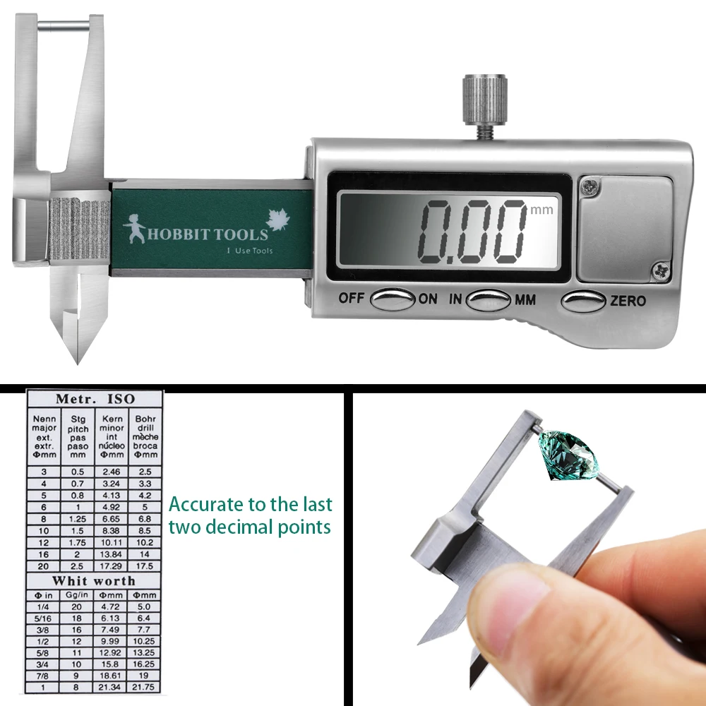 High Accuracy LCD Digital Display Minitype Caliper Diamond Jewelry Thickness Gauge with Range of 25mm and Accuracy of 0.01mm
High Accuracy LCD Digital Display Minitype Caliper Diamond Jewelry Thickness Gauge with Range of 25mm and Accuracy of 0.01mm