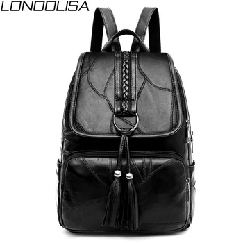 Elegant Tassel Women Soft Leather Backpacks Mochila Feminina School Bags for Girls Large Capacity Rucksack Black Travel Backpack 
Elegant Tassel Women Soft Leather Backpacks Mochila Feminina School Bags for Girls Large Capacity Rucksack Black Travel Backpack