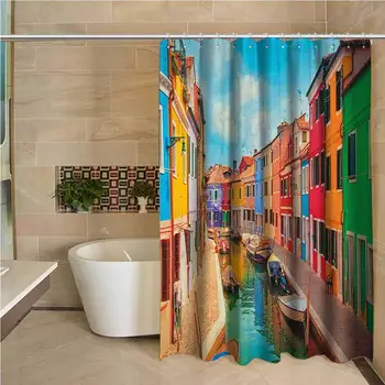 Venice Professional Shower Curtain Colorful Buildings and Water Canal with Boats Burano Island in The Venetian Lagoon Decorative
Venice Professional Shower Curtain Colorful Buildings and Water Canal with Boats Burano Island in The Venetian Lagoon Decorative