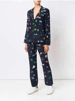 Good Quality Women Set Silk Long Sleeves +Long Pants Printing Can Wear Outside Thin 2 Piece Set Women Summer 2020 New 
Good Quality Women Set Silk Long Sleeves +Long Pants Printing Can Wear Outside Thin 2 Piece Set Women Summer 2020 New