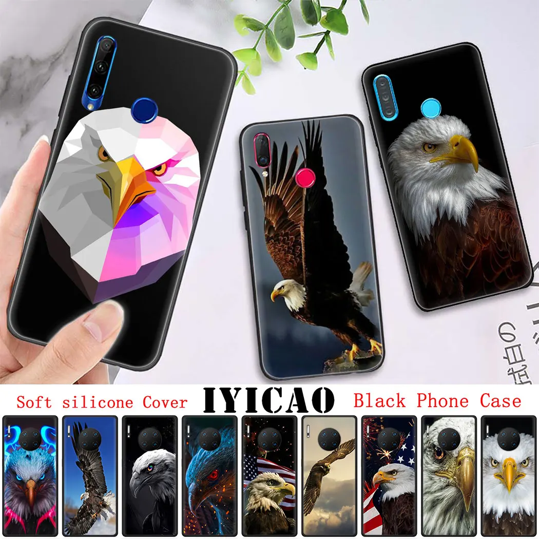Soft silicone Cover for Huawei Honor 8 9 10 Lite 9X 20 Pro 7X 8A 8X 8C 20S Note Black Phone Case Eagle Animal | Мобильные телефоны