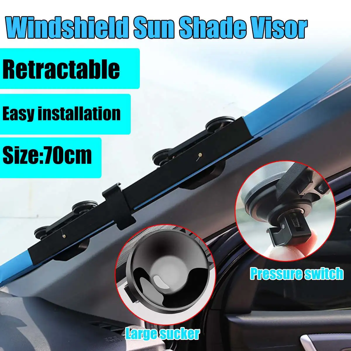 70cm Front windows Car Retractable Windshield Sun Shade Visor Folding Auto Block Cover Front Window Sunshade Sun anti-UV protect
70cm Front windows Car Retractable Windshield Sun Shade Visor Folding Auto Block Cover Front Window Sunshade Sun anti-UV protect