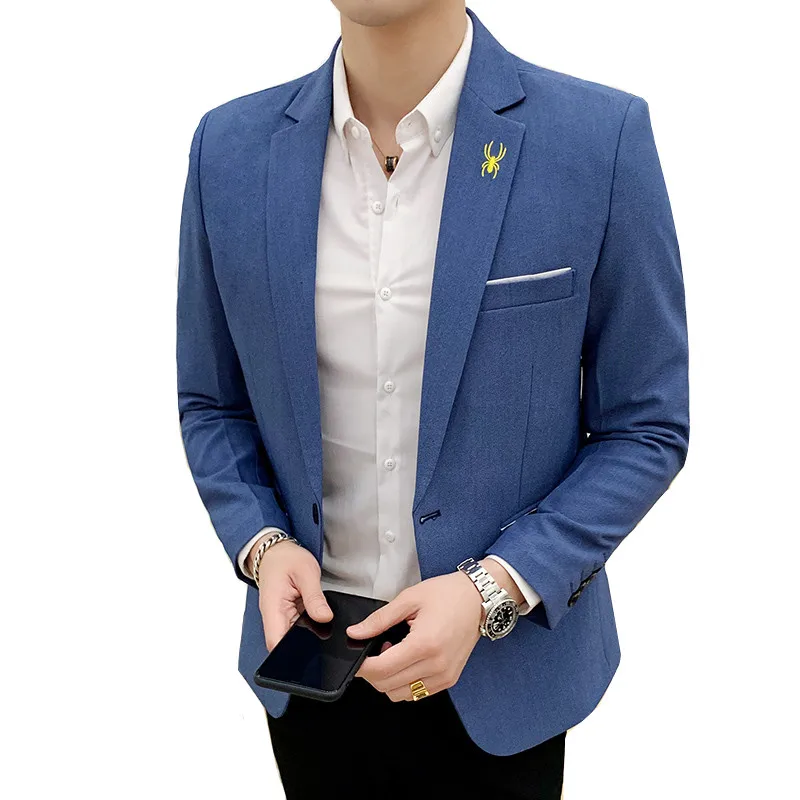 2019 new spring small suit male Korean version of the solid color single western jacket embroidery large size small suit
2019 new spring small suit male Korean version of the solid color single western jacket embroidery large size small suit