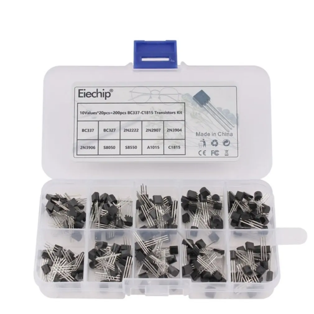 10 Values 200pcs NPN PNP Transistor TO-92 Power Transistor Assortment Kit Transistor Pack Three Pin Transistors
10 Values 200pcs NPN PNP Transistor TO-92 Power Transistor Assortment Kit Transistor Pack Three Pin Transistors