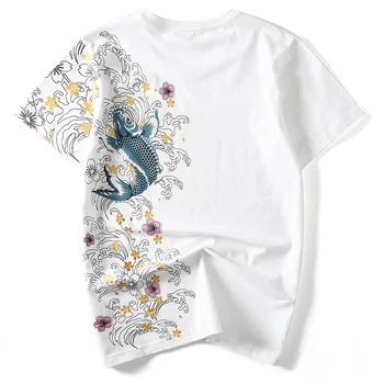ZHIJING Chinese-style Embroidered Carp Bronze 100% Cotton MEN T-shirt Summer Popular Trend Loose-Fit MEN Short-sleeve T-shirt
ZHIJING Chinese-style Embroidered Carp Bronze 100% Cotton MEN T-shirt Summer Popular Trend Loose-Fit MEN Short-sleeve T-shirt