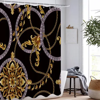 Vintage Baroque Shower Curtain Gold Flowers Chain Shower Curtains Retro Luxury Bathroom Curtain Eurporean Pattern Bath Curtain
Vintage Baroque Shower Curtain Gold Flowers Chain Shower Curtains Retro Luxury Bathroom Curtain Eurporean Pattern Bath Curtain