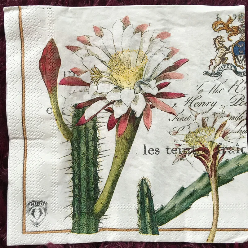 Фото Бумажные салфетки для декупажа элегантное тканевое винтажное полотенце цветок
