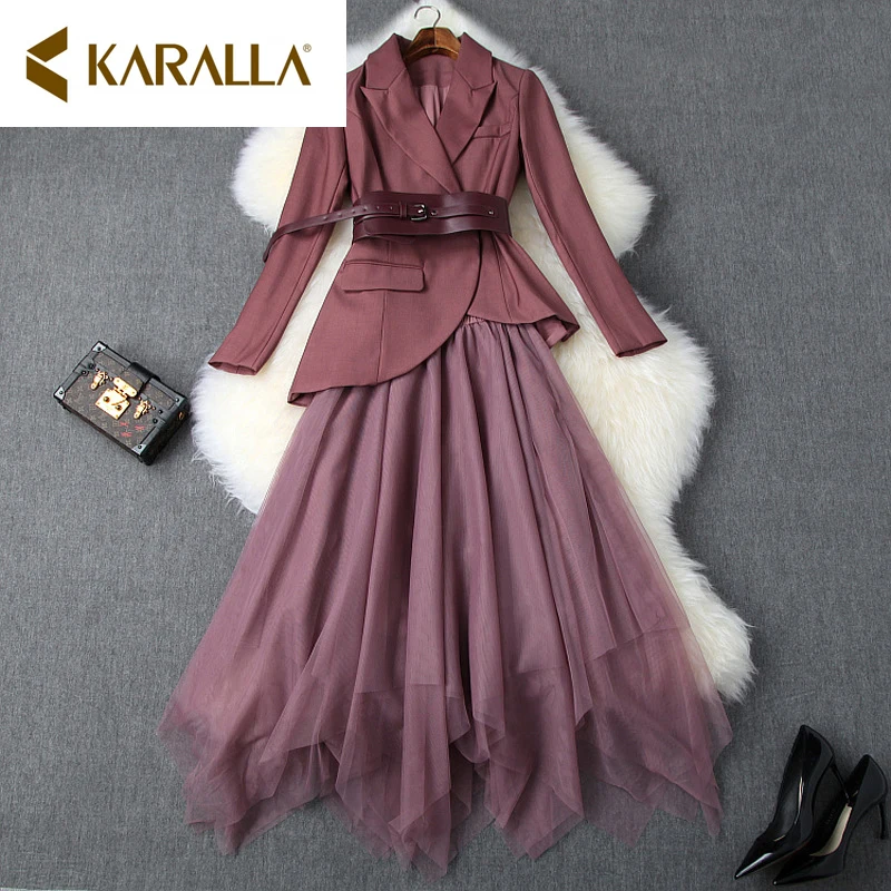 Autumn Women Irregular Long Sleeve Suit Tops +Mesh Vintage A-Line Elastic Waist Skirt Sets for Elegant Woman Skirts
Autumn Women Irregular Long Sleeve Suit Tops +Mesh Vintage A-Line Elastic Waist Skirt Sets for Elegant Woman Skirts