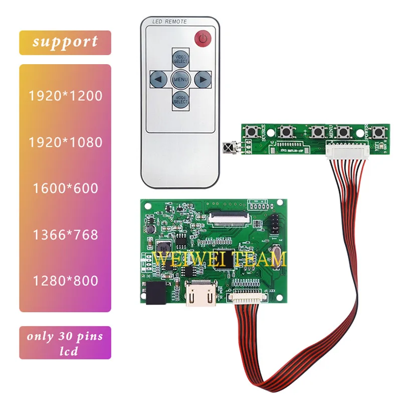 Hdmi Edp 30 Pins Universal Controller Board Support 10.1-17.3 inch LCD Screen 1280*800 1600*900 1366*768 1920*1080 1920*1200
Hdmi Edp 30 Pins Universal Controller Board Support 10.1-17.3 inch LCD Screen 1280*800 1600*900 1366*768 1920*1080 1920*1200