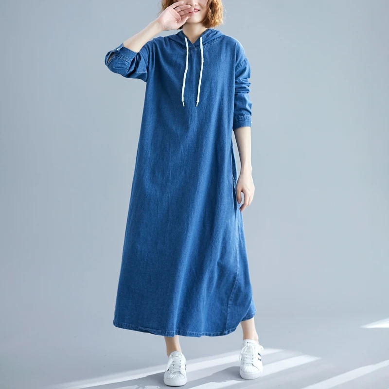 SuperAen Fashion Women Denim Dress Autumn New 2019 Hooded Long Dress Female Solid Color Casual Wild Women Clothing 
SuperAen Fashion Women Denim Dress Autumn New 2019 Hooded Long Dress Female Solid Color Casual Wild Women Clothing