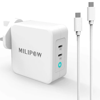 100W GaN Charger,USB Type C Dual Charger with Power Delivery for MacBook Air iPad iPhone 11 Pro Samsung Huawei ASUS Lenovo DELL
100W GaN Charger,USB Type C Dual Charger with Power Delivery for MacBook Air iPad iPhone 11 Pro Samsung Huawei ASUS Lenovo DELL
