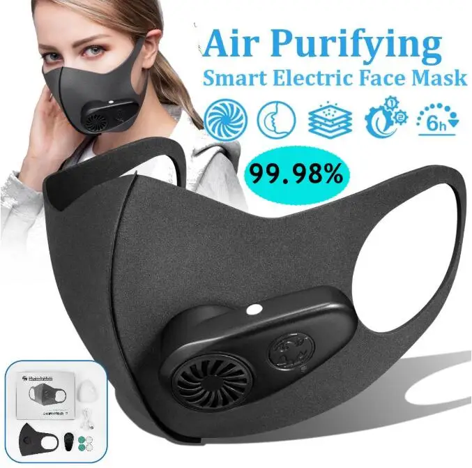 Smart Electric Mask Air Purifying Pollution Breathing Valve Anti-Dust Earloop Masks Anti-dust virus Safe PM2.5 protective mask
Smart Electric Mask Air Purifying Pollution Breathing Valve Anti-Dust Earloop Masks Anti-dust virus Safe PM2.5 protective mask