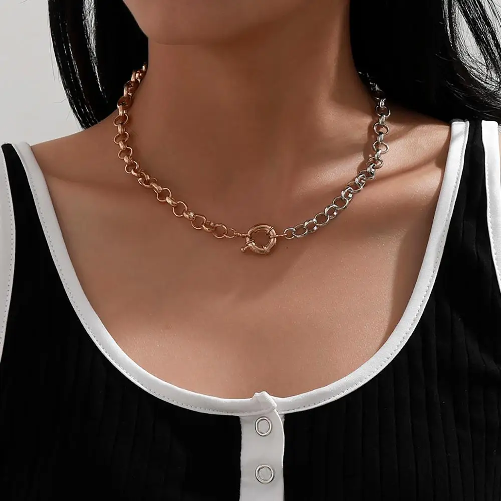 Lacteo Steampunk Golden Color Mixed Metal Chain Choker Necklace Statement Daily life Clavicle Chain Necklace Jewelry for Women
Lacteo Steampunk Golden Color Mixed Metal Chain Choker Necklace Statement Daily life Clavicle Chain Necklace Jewelry for Women