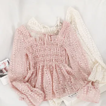 2020 Women Square Collar Flare Sleeve Ruffles Basic Hollow Out Layer Flower Shirt Female Short Elastic Slim Pullover Blouse Tops
2020 Women Square Collar Flare Sleeve Ruffles Basic Hollow Out Layer Flower Shirt Female Short Elastic Slim Pullover Blouse Tops